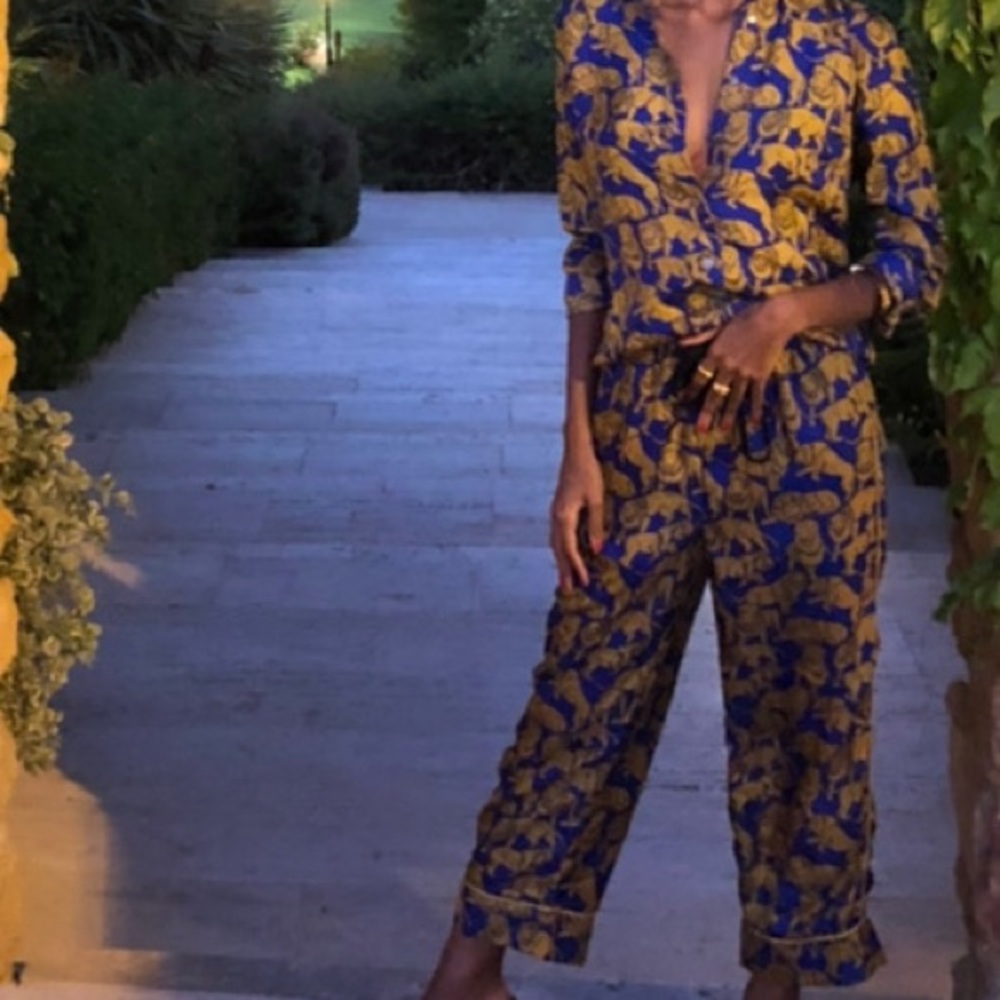 J. Crew Satin Lion Shirt and Pants Set